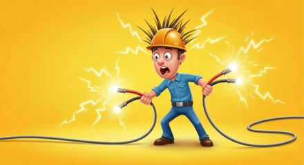 Electrical safety cartoon worker shocked by electricity hazard safety tips electrical accident prevention guide