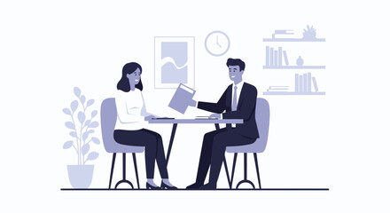 Professional Meeting Man Giving Folder To Woman at The Office