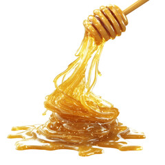 Dripping Honey Stream Isolated on White – High-Resolution Stock Photo.  honey texture closeup, pure honey stream, organic honey drip, glossy honey surface, realistic honey drip, honey macro image, f

