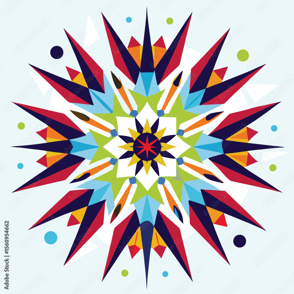 Poster colorful geometric starburst design with transparency for versatile design applications