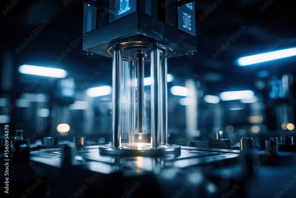 Poster Futuristic High-Tech Laboratory Science Equipment with Advanced Nanotechnology and Digital Circuitry in a Modern Research Facility