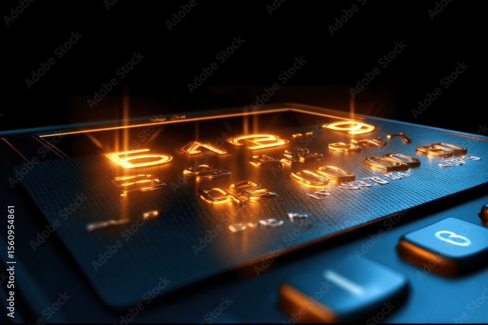 Aufkleber Close-up of illuminated fingerprint scanner on modern smartphone showing biometric security technology and vibrant glowing interface
