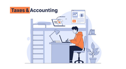 Young Entrepreneur Manages Finances With Digital Tax Accounting Tools System