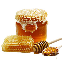 Fresh Honey in Jar with Dipper and Honeycomb – Pure Sweetness Concept. 
 glass jar of honey, honey closeup photo, premium honey stock, bee honey product, artisanal honey in jar, natural golden honey,
