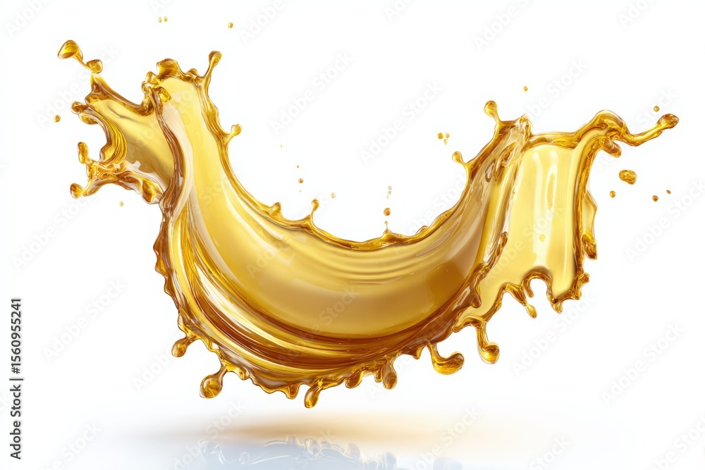 Poster elegant gold liquid splash in motion with dynamic shape and rich metallic shine isolated on white ba