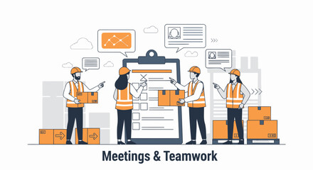 Warehouse Teamwork And Meeting Discussing Shipping And Inventory Task Management