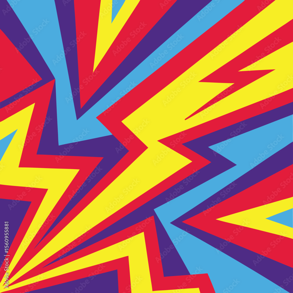 Poster dynamic geometric abstract design with bursting shapes in vibrant color palette