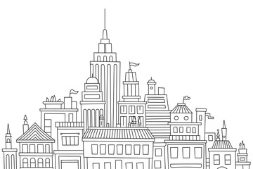 Obraz premium A city skyline, various architectural styles. 