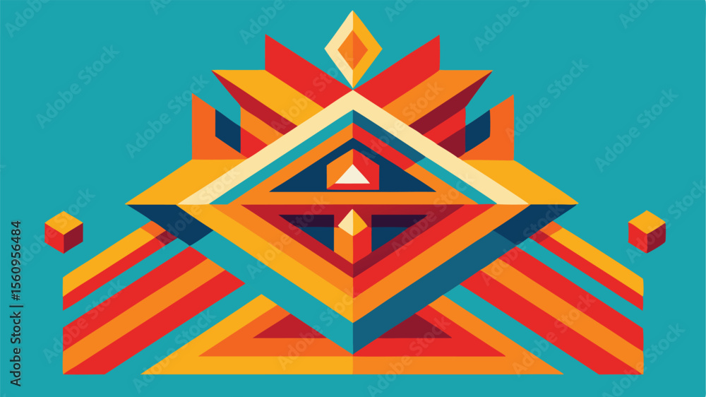 Aufkleber geometric abstract composition in vibrant colors with transparency for design projects