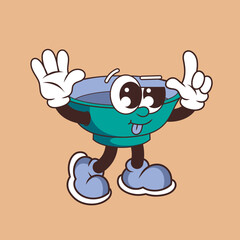 Retro character design of cute bowl