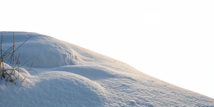 White snowdrift with dry grass against a dark background with abstract red and green light isolated on a transparent background - Powered by Adobe