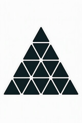 Geometric pyramid design, dark triangles, layered structure.

