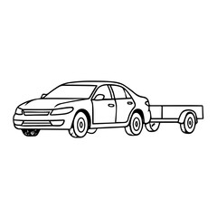 car with trailer line icon vector on white background
Vector line icon on white background