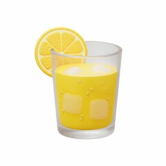 Refreshing lemon beverage with ice cubes