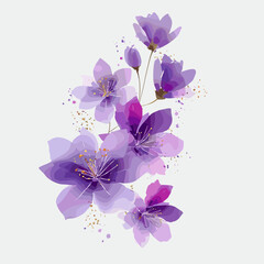 Purple flowers vector illustration in PNG and PSD formats, ideal for design projects