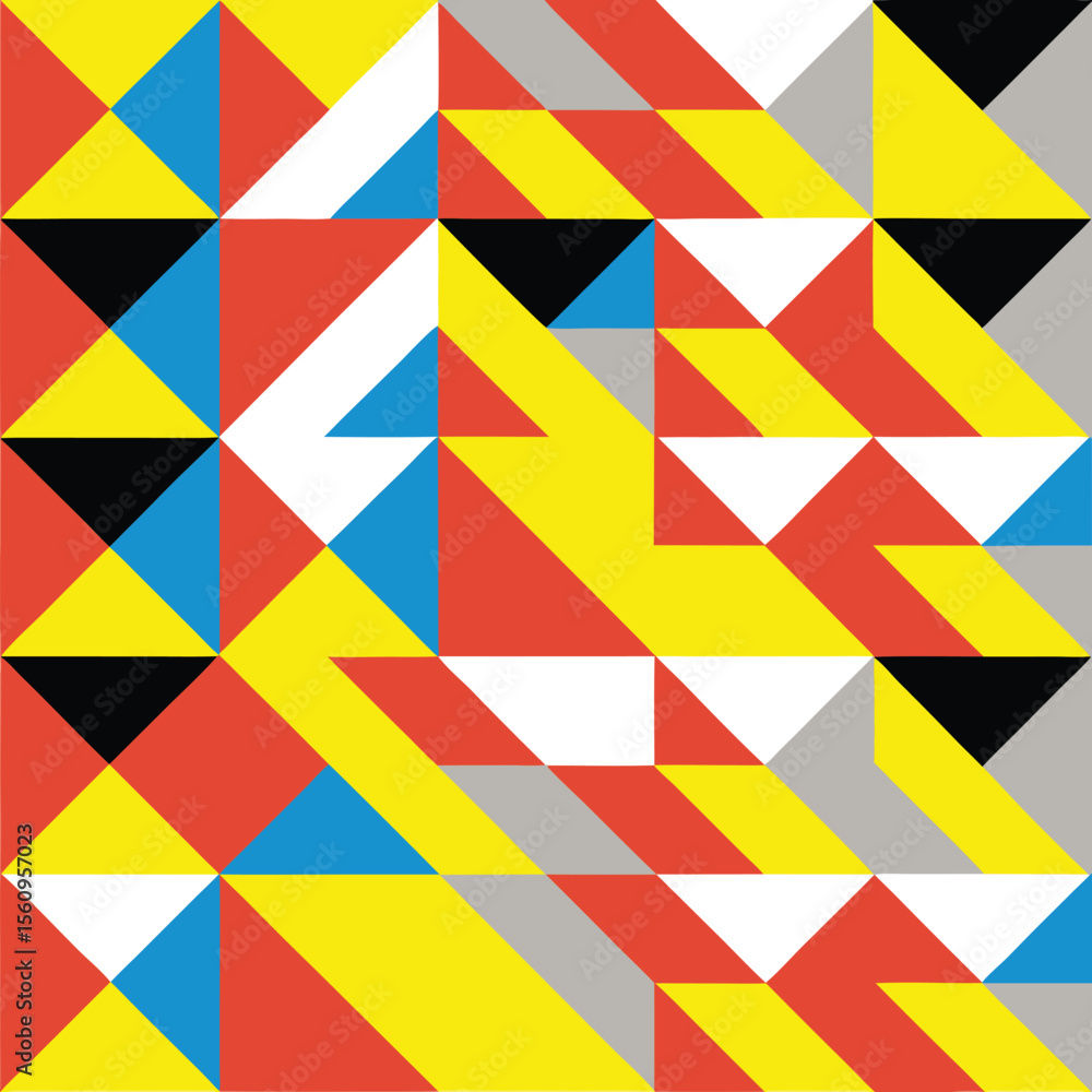 Poster geometric abstract design with colorful triangles and modern color palette