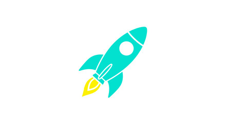 Fototapeta premium Teal rocket ship launching into space vector illustration for startup business and technology projects vector