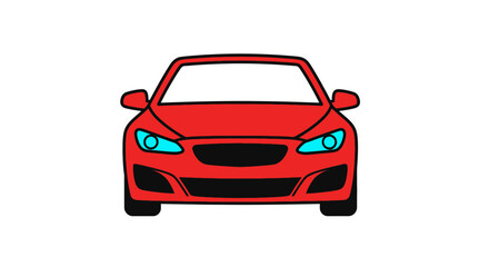Obraz premium Red car illustration front view automotive design vehicle transportation automobile modern transport drawing vector