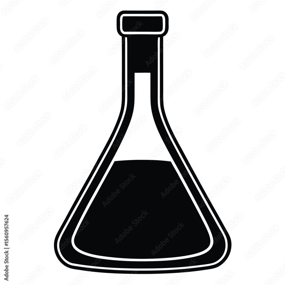 Poster chemist element isolated laboratory flask on white background