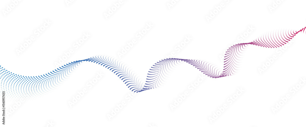 Poster flowing dot wave halftone gradient pattern on transparent background