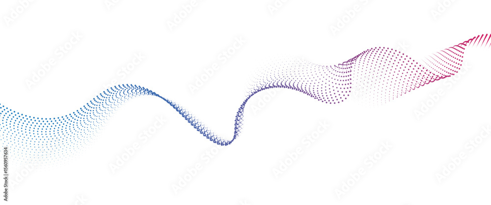 Poster flowing dot wave halftone gradient pattern on transparent background