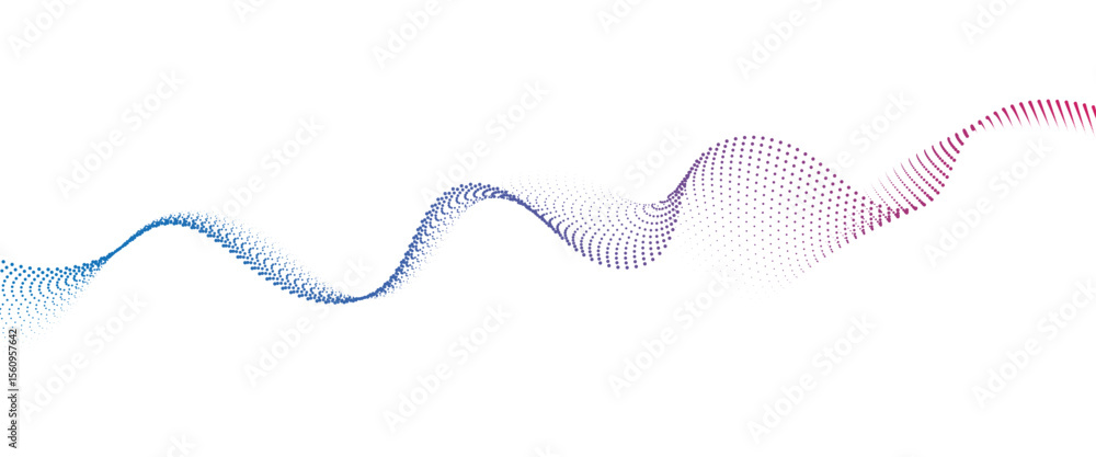 Poster flowing dot wave halftone gradient pattern on transparent background