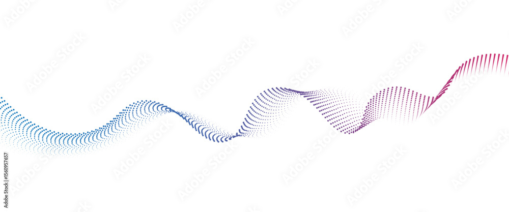 Poster flowing dot wave halftone gradient pattern on transparent background