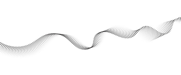 Flowing Dot Wave halftone gradient pattern on transparent background	
