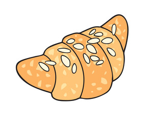 Almond croissant isolated vector illustration