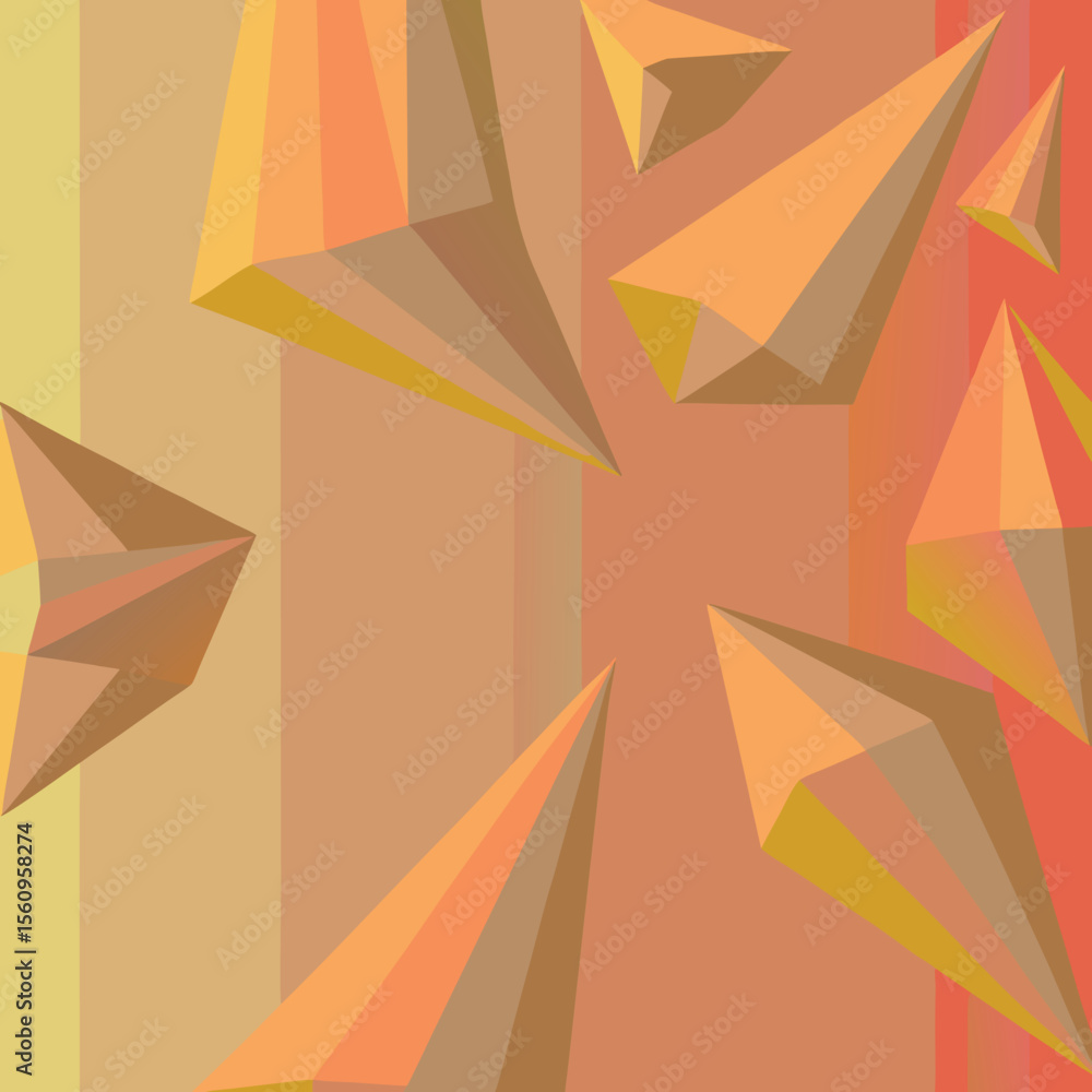 Aufkleber geometric shapes in warm tones creating abstract 3d polygonal compositions with transparency.