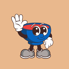 Retro character design of friendly bowl