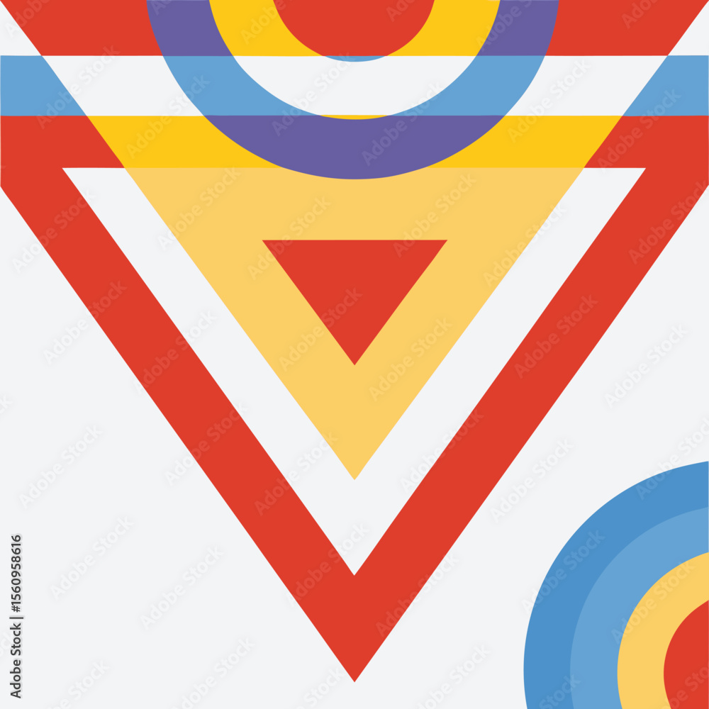 Aufkleber modern geometric composition with abstract shapes in colorful overlapping design