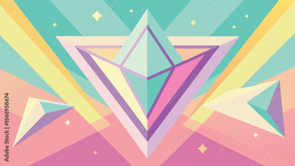 Poster pastel geometric composition with transparent overlay suitable for various design projects