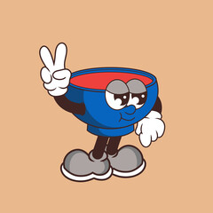 Retro character design of cool bowl