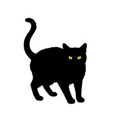 Obraz premium Mysterious Black Cat Silhouette with Glowing Yellow Eyes