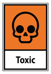 Warning Sign with Toxic Symbol and Skull for Hazardous Materials Safety