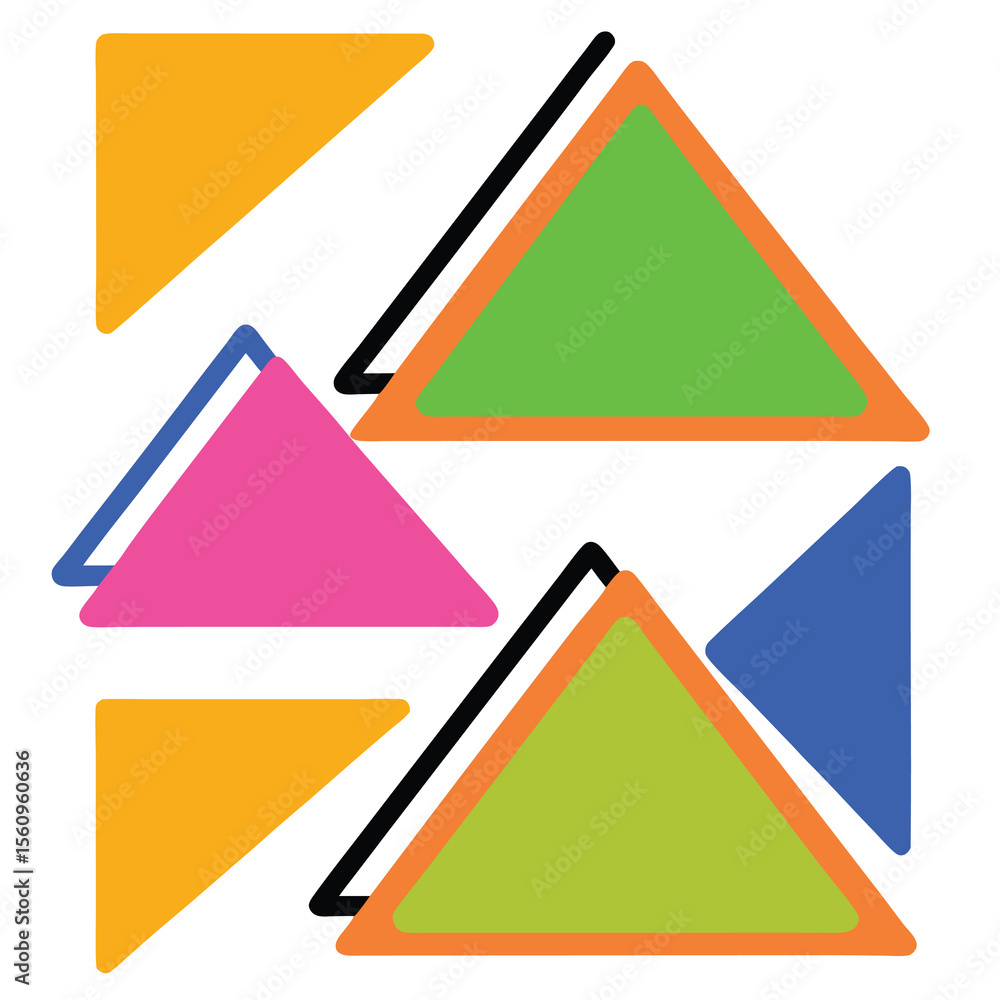 Poster abstract composition of colorful geometric triangles with transparent background