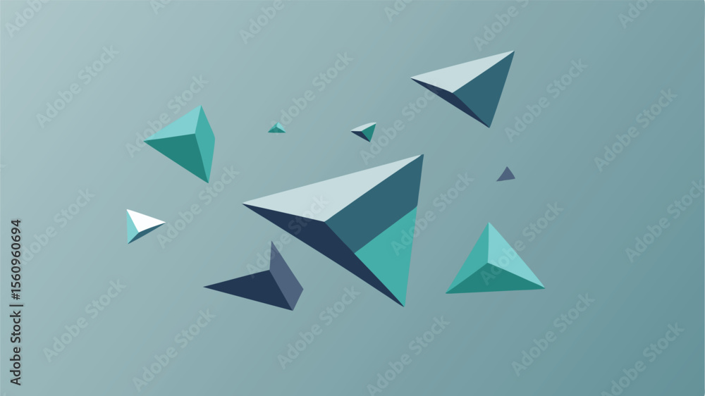 Aufkleber abstract composition of geometric 3d pyramids with a gradient background