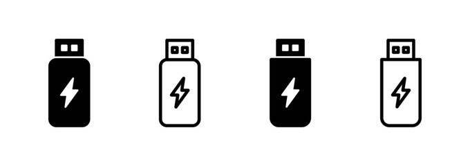 Usb icon logo design. Flash disk sign and symbol. flash drive sign. usb charging