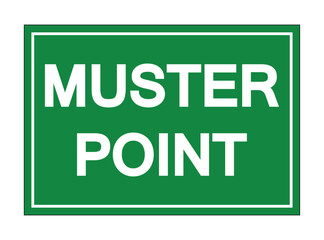 Green Safety Sign Indicating Location of Assembly Area for Emergencies