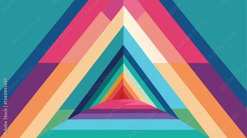 Aufkleber abstract geometric colorful triangle design with layered stripes on transparent background