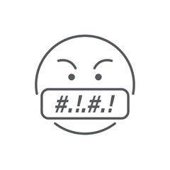 Line style icon of an angry emoji with censored mouth, representing frustration, suppressed speech, or offensive content warning