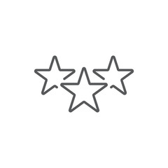Line style icon of three stars, representing best quality, top rating, favorite items, or premium service