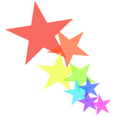 Colorful stars illustration. Dynamic shape collection. Bright vibrant objects. Celebration fun Vector.