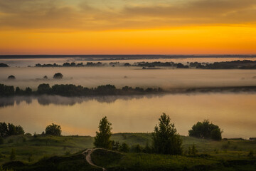 sunrise over the river