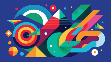 Fototapeta premium Abstract geometric composition of colorful shapes on a transparent background for designs