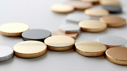 Abstract Metal Circles: Gold, Silver, Bronze and Gray Design Elements