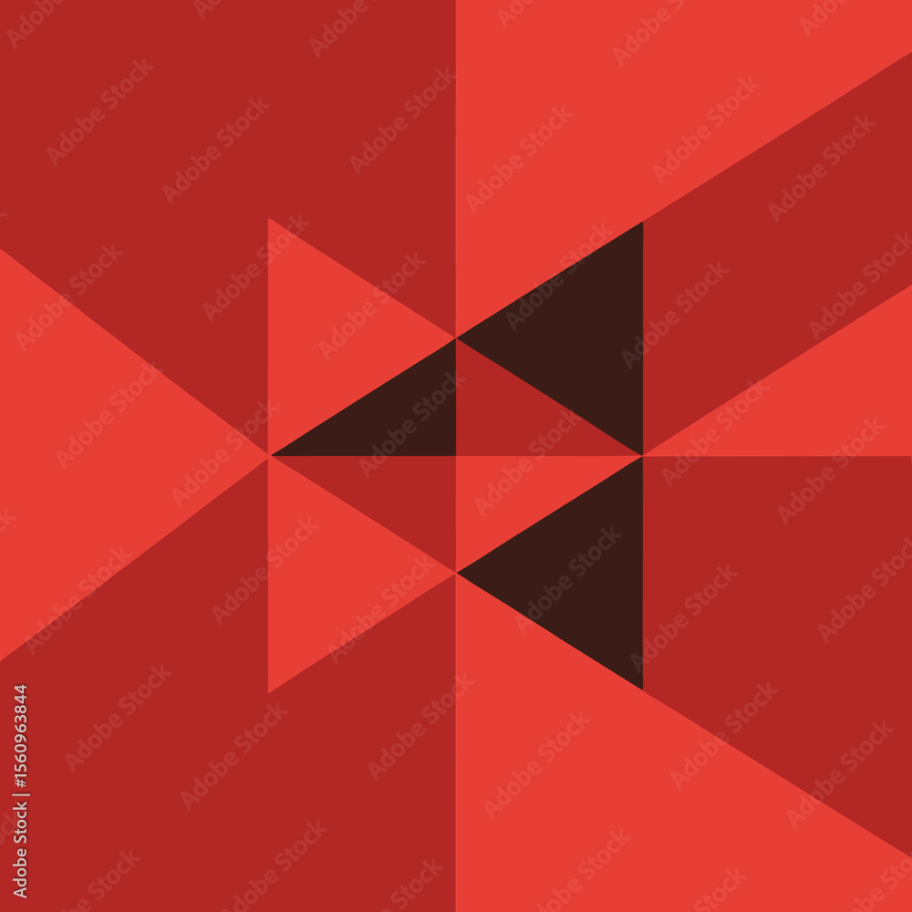 Poster abstract geometric composition of red and brown triangles on a transparent surface