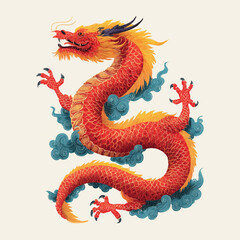 Obraz premium vector illustration of dragon isolated in White Background, dragon vector