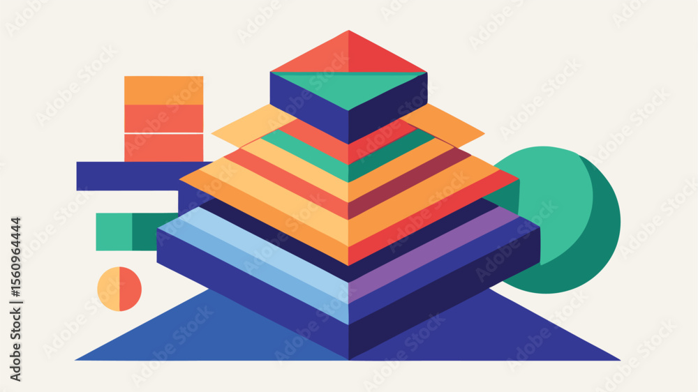 Poster abstract geometric composition with colorful shapes and modern design elements